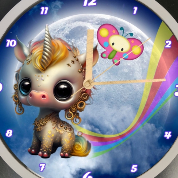 Over the midnight rainbow led dance light clock with baby butterfly, full moon - Picture 4 of 5